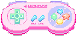 an image of a pixelated, pink game controller